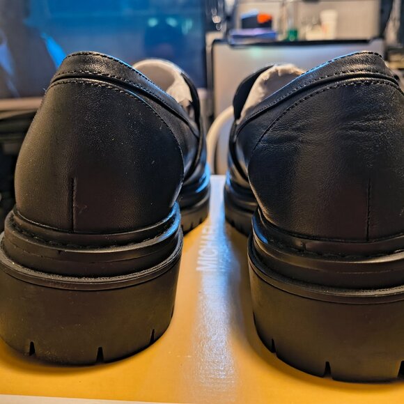 MICHAEL Michael Kors Black Loafers with Gold Logo - Picture 5 of 5
